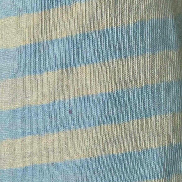 ▪️VTG▪️TANGIERS▪️1990's White & Baby Blue Stripe Cotton Crop Polo Shirt Top - Picture 11 of 12
